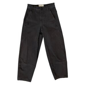Everlane Utility Barrel Pant Black High Rise Cotton Twill Size 0R